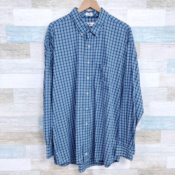 Onward Reserve Classic Fit Performance Button Down Shirt Blue Plaid Mens XXL - Picture 1 of 6